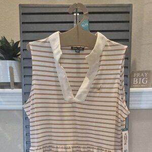 Nautica Jeans Women's Tiered Dress XL Almond/Ivory